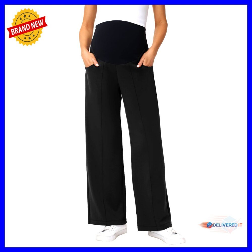 Maternity Wide Leg Pants Over Belly Stretchy Yoga Work Lounge Trousers